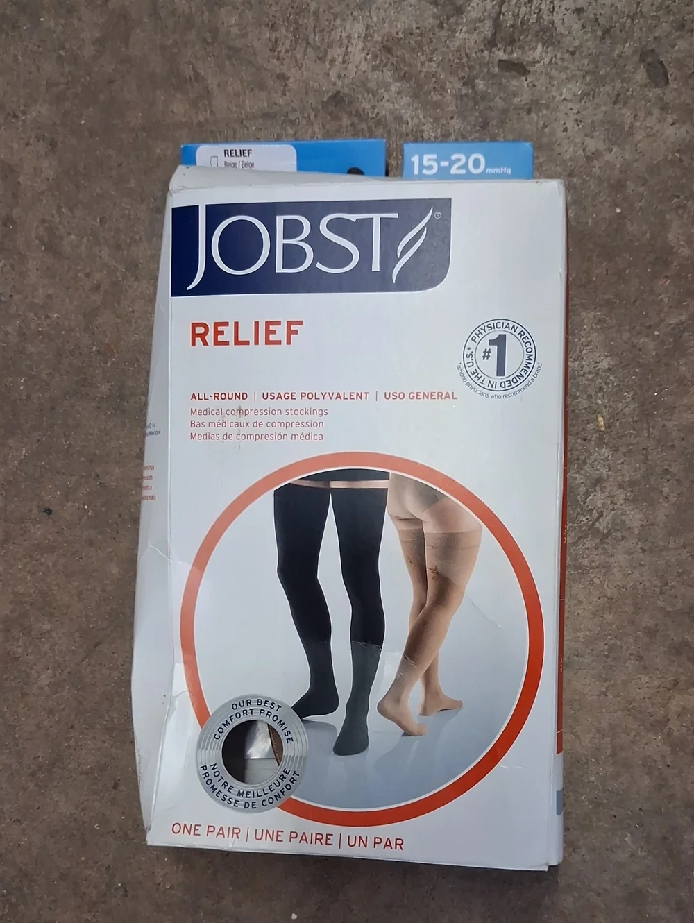 NWT JOBST Relief Thigh High 15-20 mmHg Compression Stockings, Open Toe with